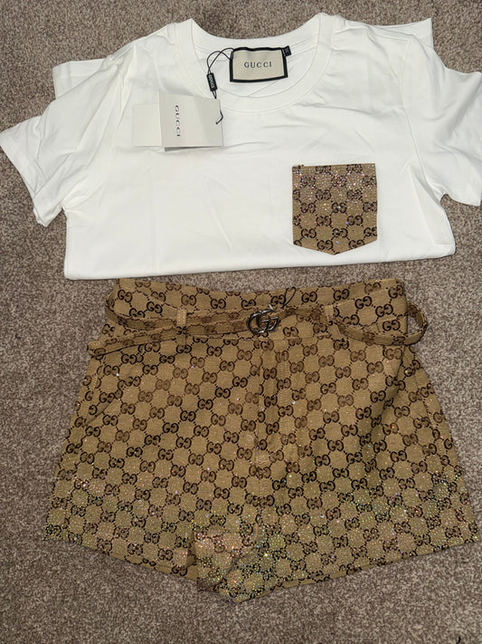 GG sparkle short set